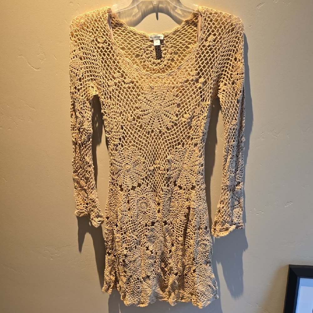 Boston Proper Tan Crochet Dress